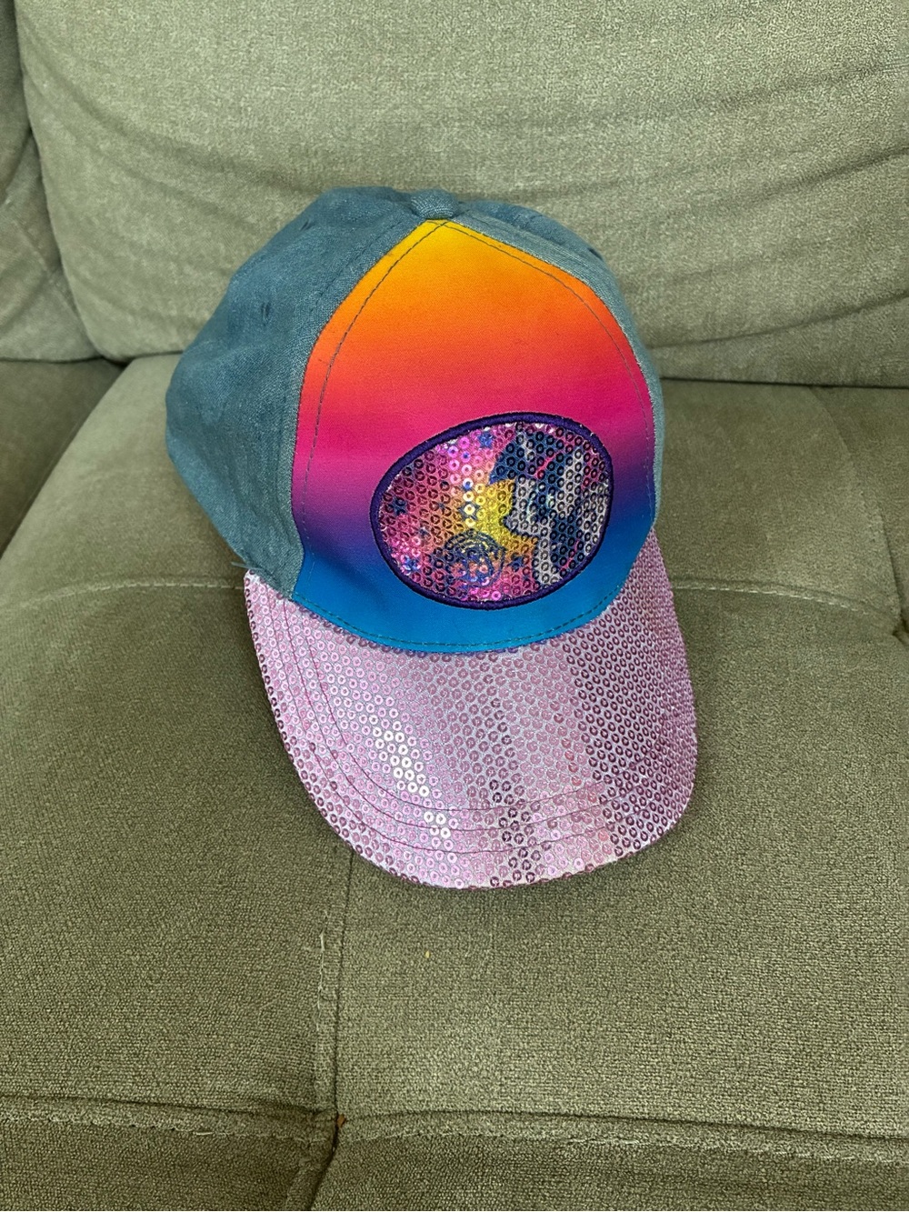 Vintage 2014 My Little Pony Sequin Gradient Cap in Pink, Blue & Orange